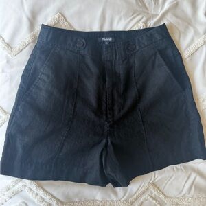 Madewell Black Linen-Blend High Waist Shorts